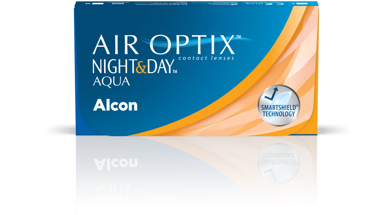 Balenie kontaktných šošoviek Air Optix Night & Day Aqua od značky Alcon, schválených na 30 nocí nepretržitého nosenia